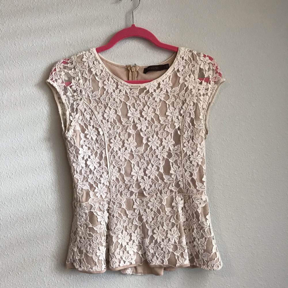 Women’s Floral Lace White Blouse Top Beautiful